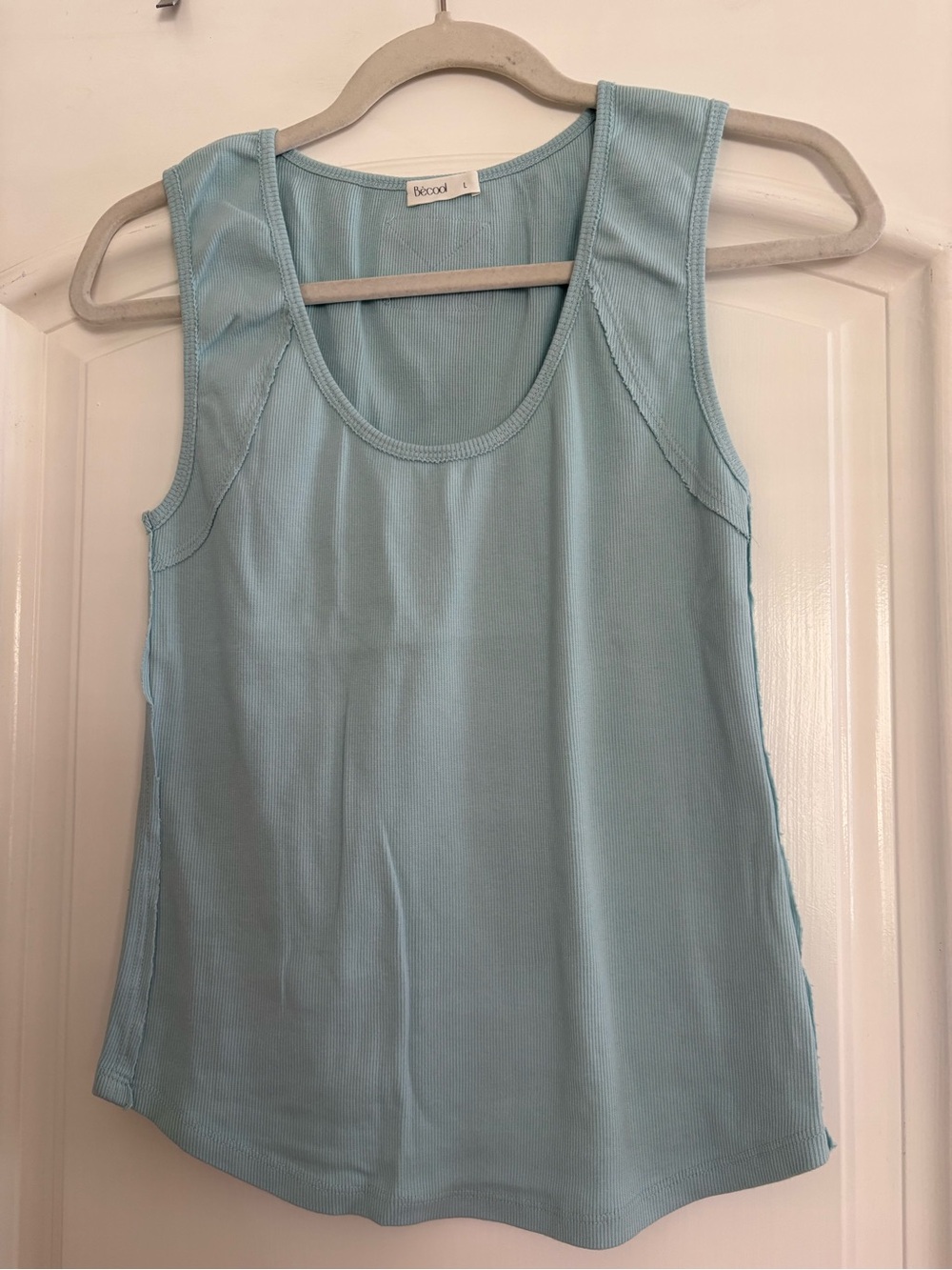 BE COOL aqua  Ribbed Tank - Women's Scoop Neck Tank Top